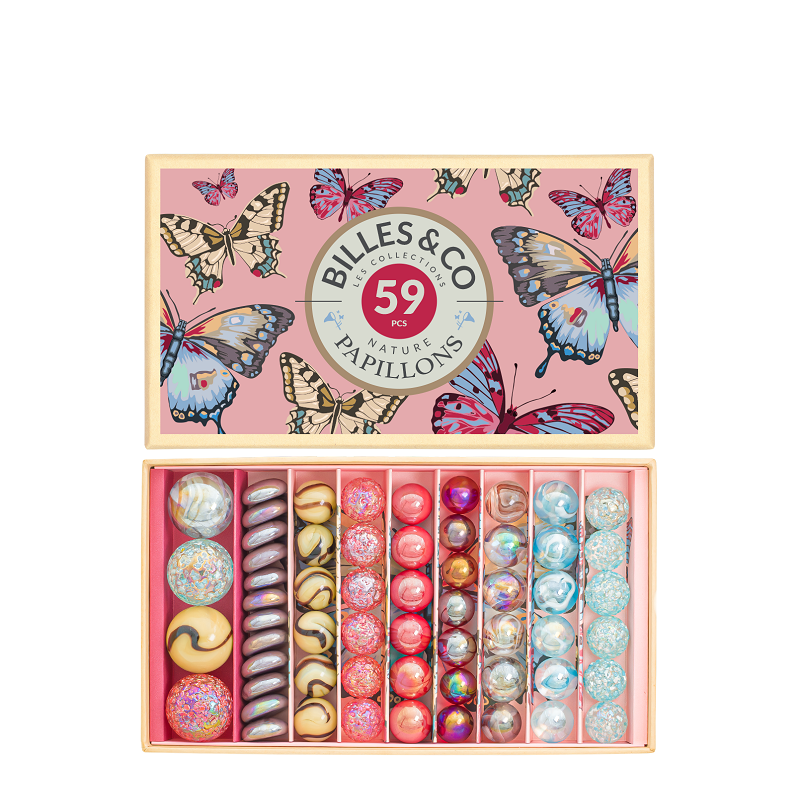 käsitsi valmistatud klaaskuulid marbles liblikad roosa