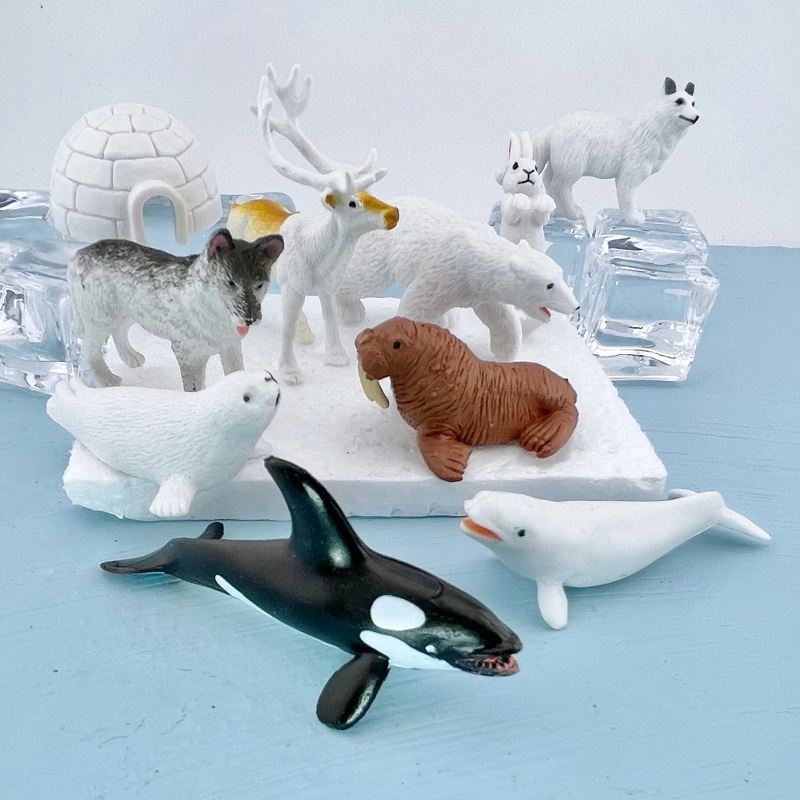 realistlike loomafiguuride komplekt arktika loomad jääkaru polaarloomad