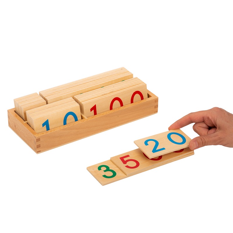 Montessori pedagoogika matemaatika õppevahend puidusts numbriplaadid numbritahvlid karbiga