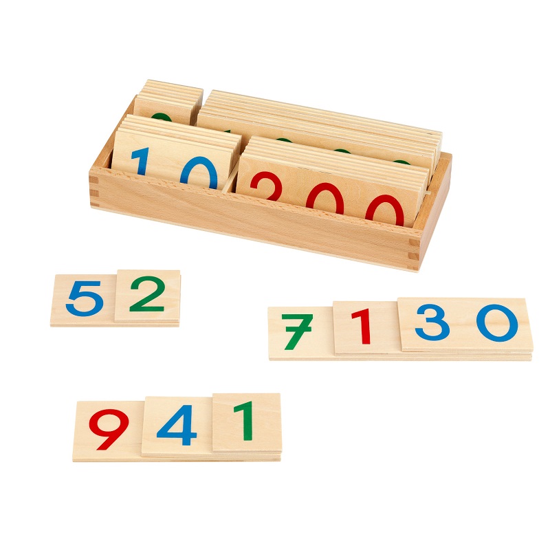 Montessori pedagoogika matemaatika õppevahend puidusts numbriplaadid numbritahvlid karbiga