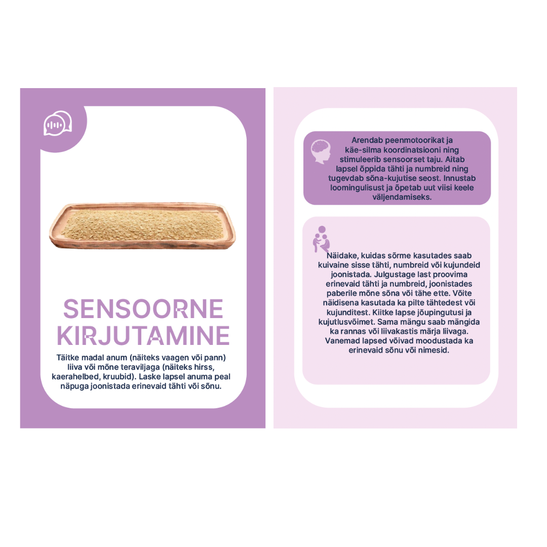 Montessori tegevused mängud lapsele Eesti Montessori Ühing Nupu õppekaardid tegevuskaardid mängukaardid