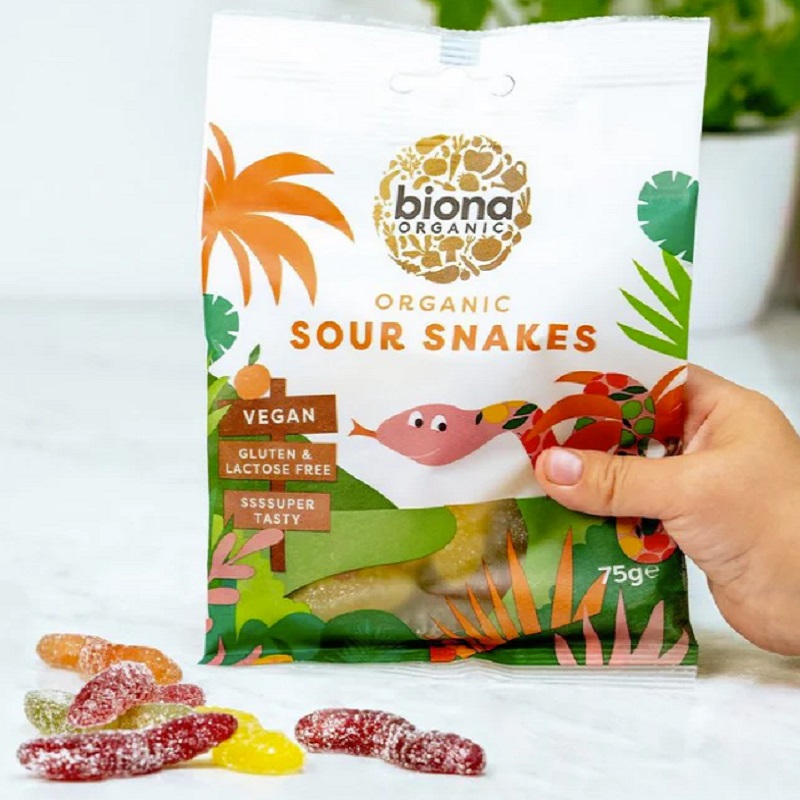 Biona organic kummikommid, hapud ussikesed orgaaniline naturaalne tervislikum snäkk komm