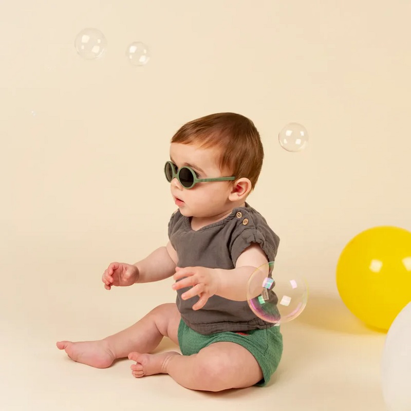 Kietla Diabola kruvideta ja 100% purunematu raamiga, kõrgema 3-kategooria kaitsega päikeseprillid beebidele 0-12 kuud, khaki