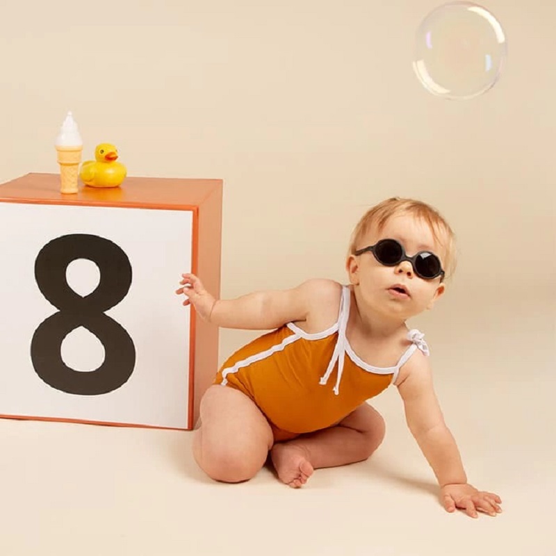 Kietla Diabola kruvideta ja 100% purunematu raamiga, kõrgema 3-kategooria kaitsega päikeseprillid beebidele 0-12 kuud, must