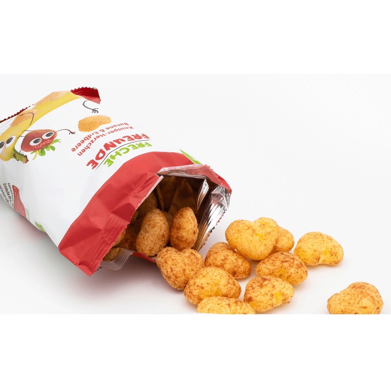 Banaani ja maasikaga vegan maisisüdamed naturaalsed ohutud krõpsud snäkid lastele