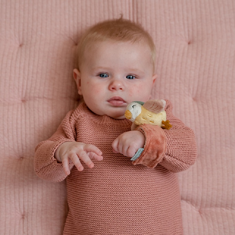 Beebide käevõru kõristiga "roosa linnuke" little dutch beebile mänguasi kõristi kõrin