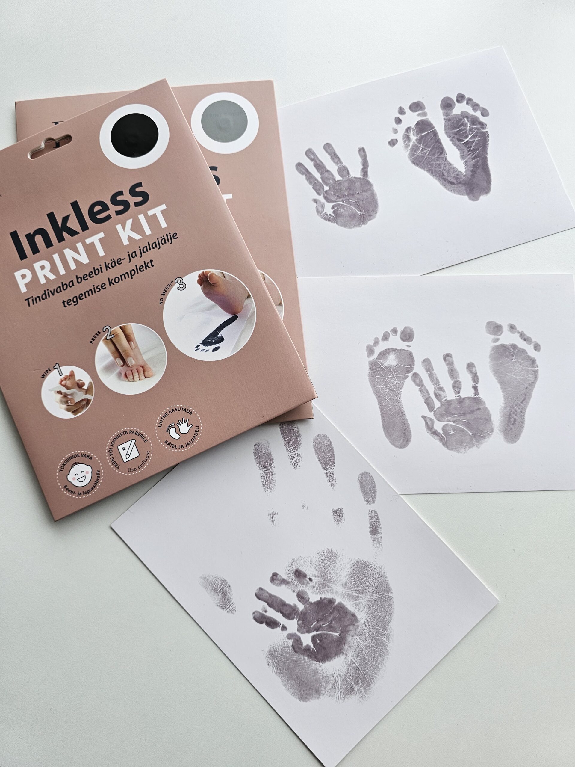 beebi käe- ja jalajälgede tegemise komplekt tindivaba jalajälje jäädvustamine