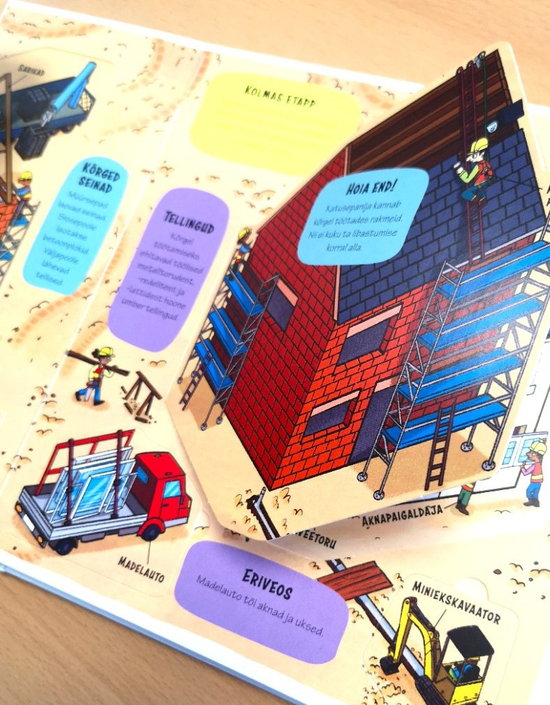 klapiraamat klappidega raamat ehitusplatsil ehitus autod masinad