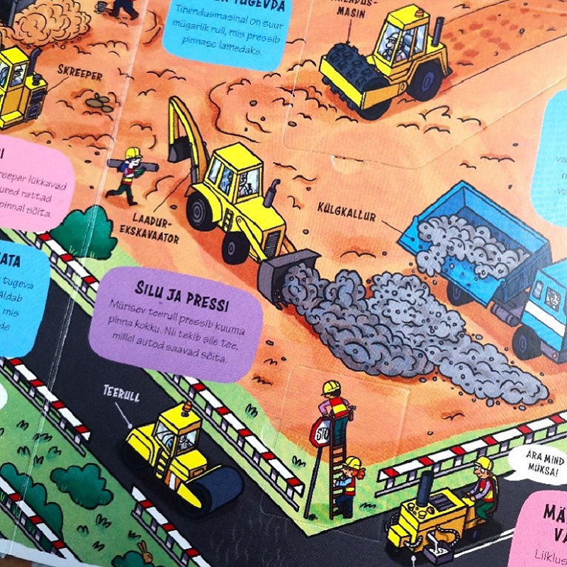 klapiraamat klappidega raamat ehitusplatsil ehitus autod masinad