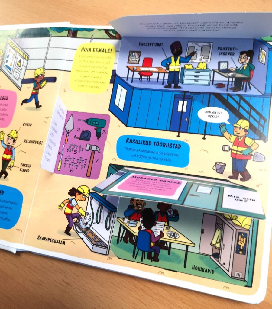 klapiraamat klappidega raamat ehitusplatsil ehitus autod masinad