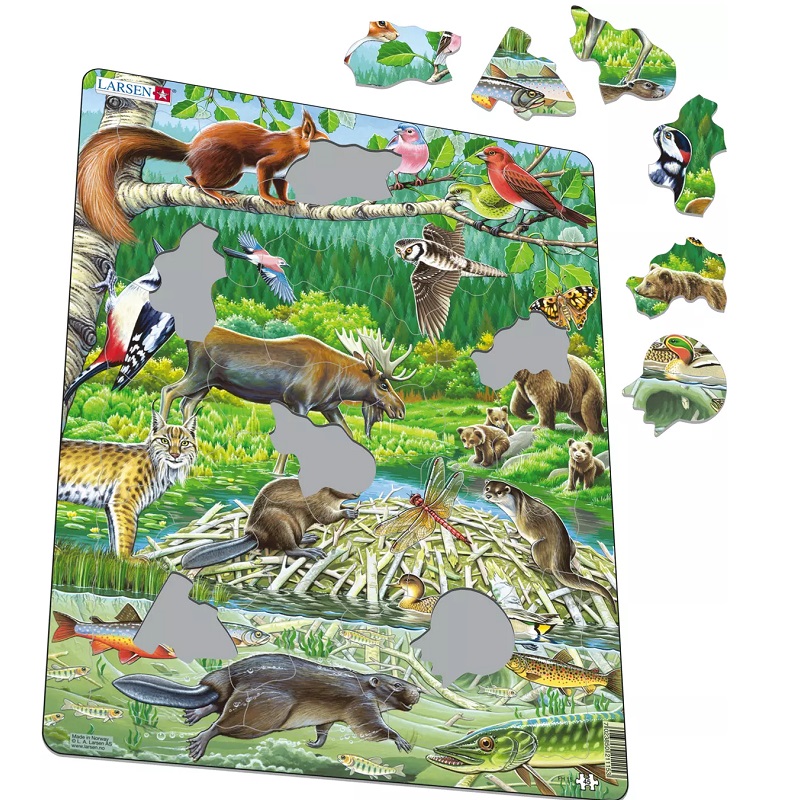 Larsen realistlik Montessori pusle Põhja-Euroopa mets metsloomad päris elu