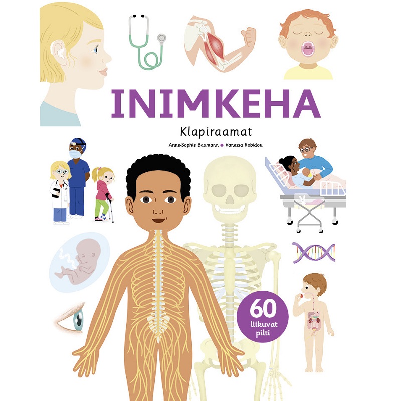 60 liikuvat klappi ja detaili inimkeha uurimiseks klapiraamatus "Avasta inimkeha" – ideaalne õppimiseks ja mängimiseks.