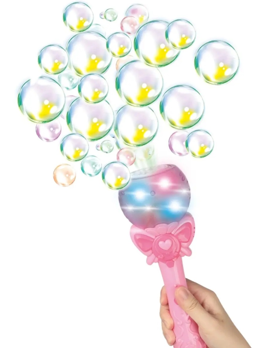 Valgusega mullipüstol ja võlukepp koos mullivedelikuga