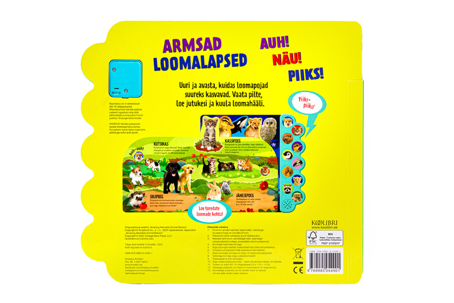 Interaktiivne heliraamat Armsad loomalapsed väikestele loomasõpradele