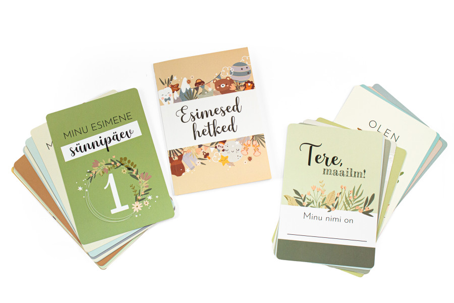 beebikaardid ja raamat mälestuste talletamiseks ning esimeste piltide tegemiseks