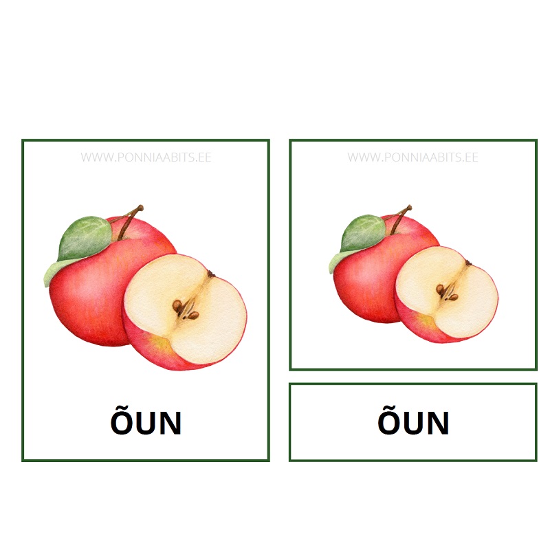 Tasuta kolmeosalised kaardid - õunapuu - www.lapseheaks.ee