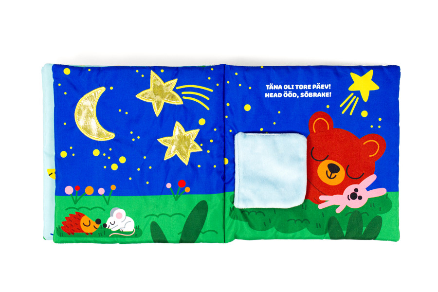 Pehme katsutav beebiraamat peegli ja mänguelementidega