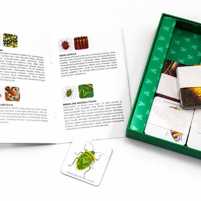 Putukamemoriin 60 kaardi ja putukaraamatuga karbis