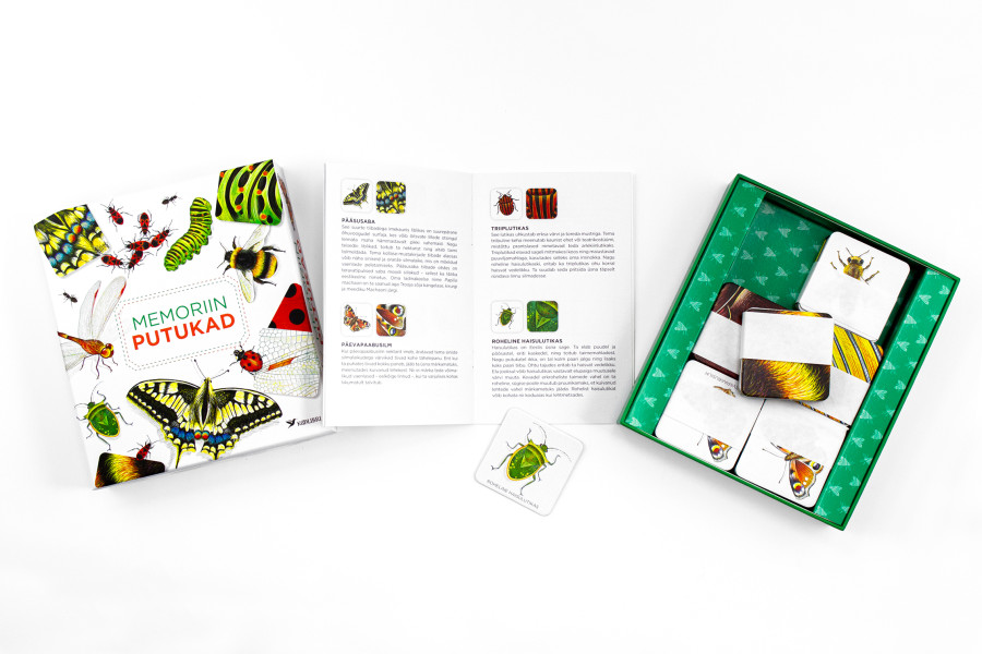 Putukamemoriin 60 kaardi ja putukaraamatuga karbis