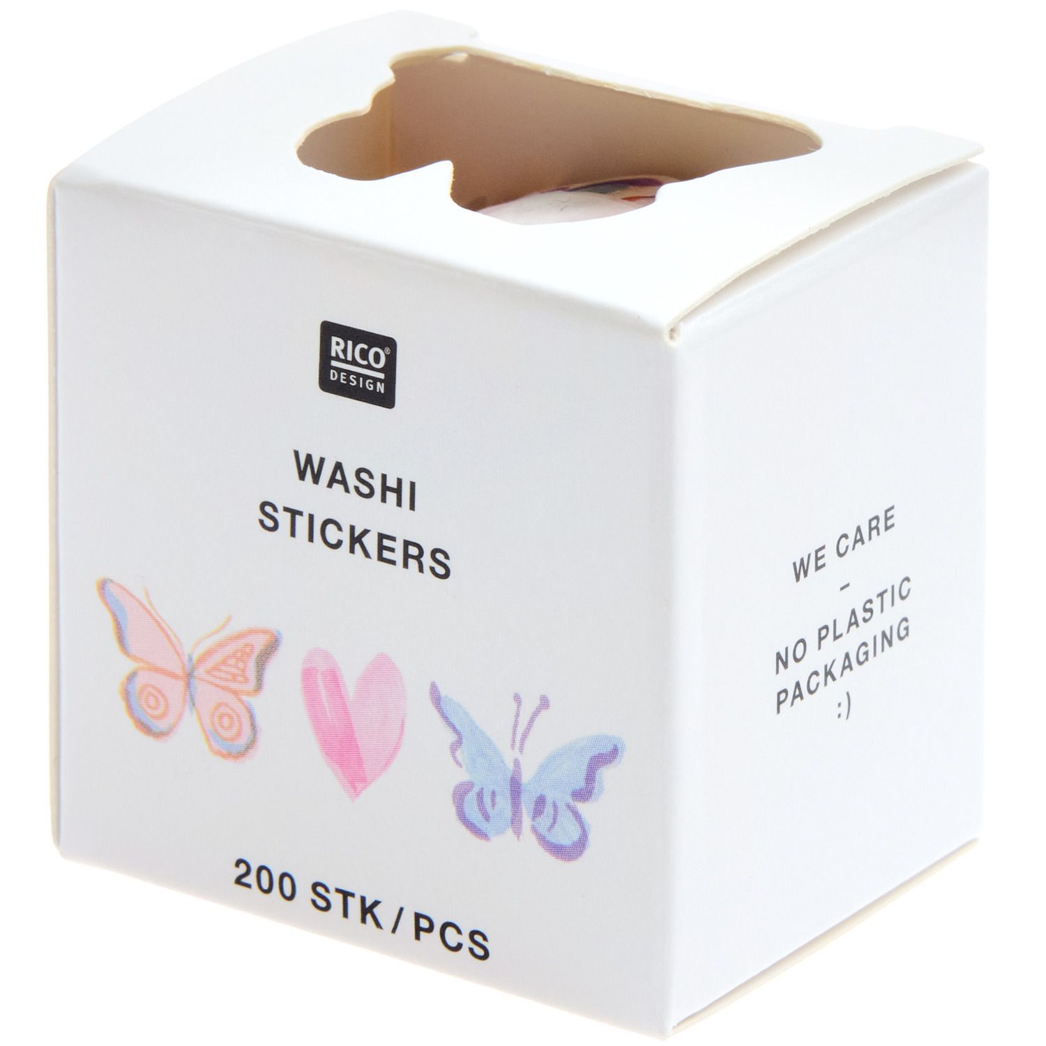 Liblikate ja südametega washi tape kleepsud kleebised – 200 tk, erinevad värvid ja disainid