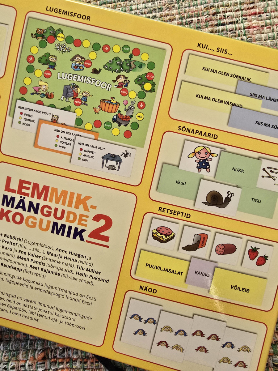 Lugemismängude kogumik 2 lastele karbis koos üheksa mänguga