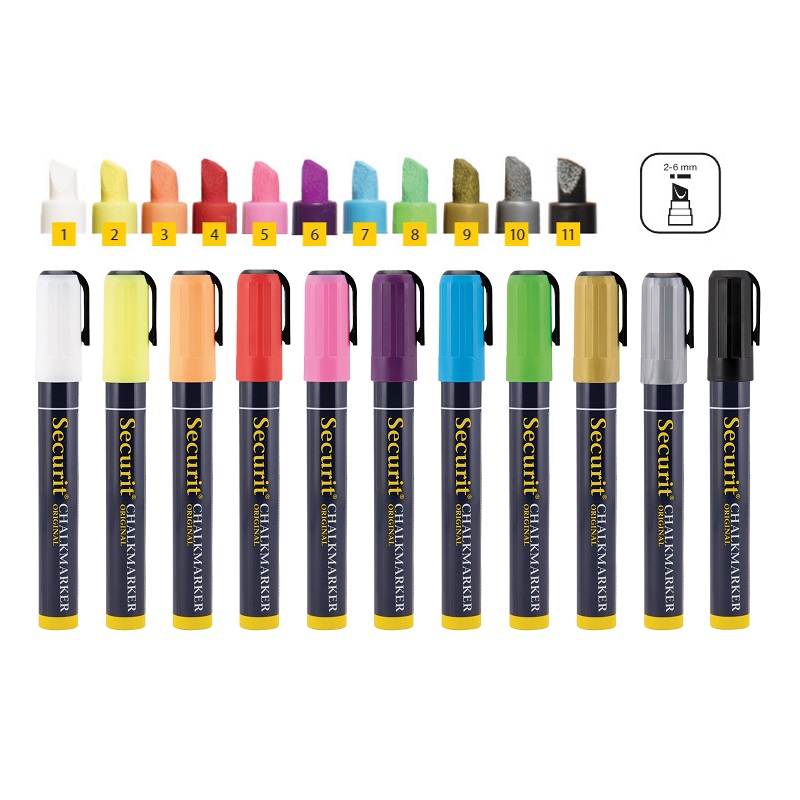 Securit 8-osaline kriidimarkerite komplekt tahvlitele ja klaasile