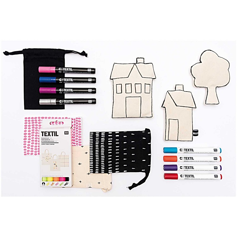 Rico Design Tekstiilimarkerid 5 põhivärviga – kangale joonistamiseks