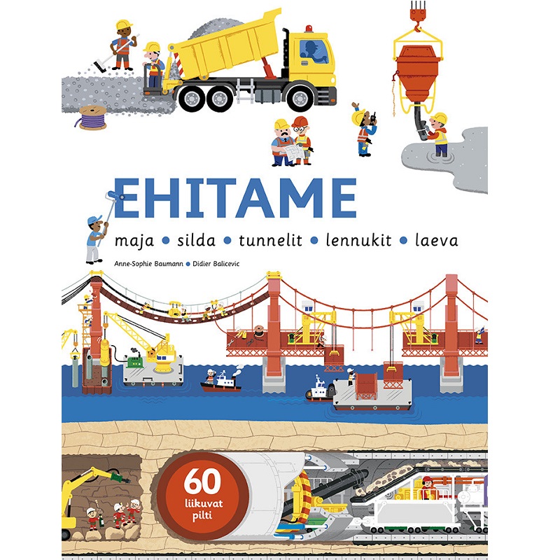 interaktiivne raamat kraanade ja tunnelite, maja ehituse kohta