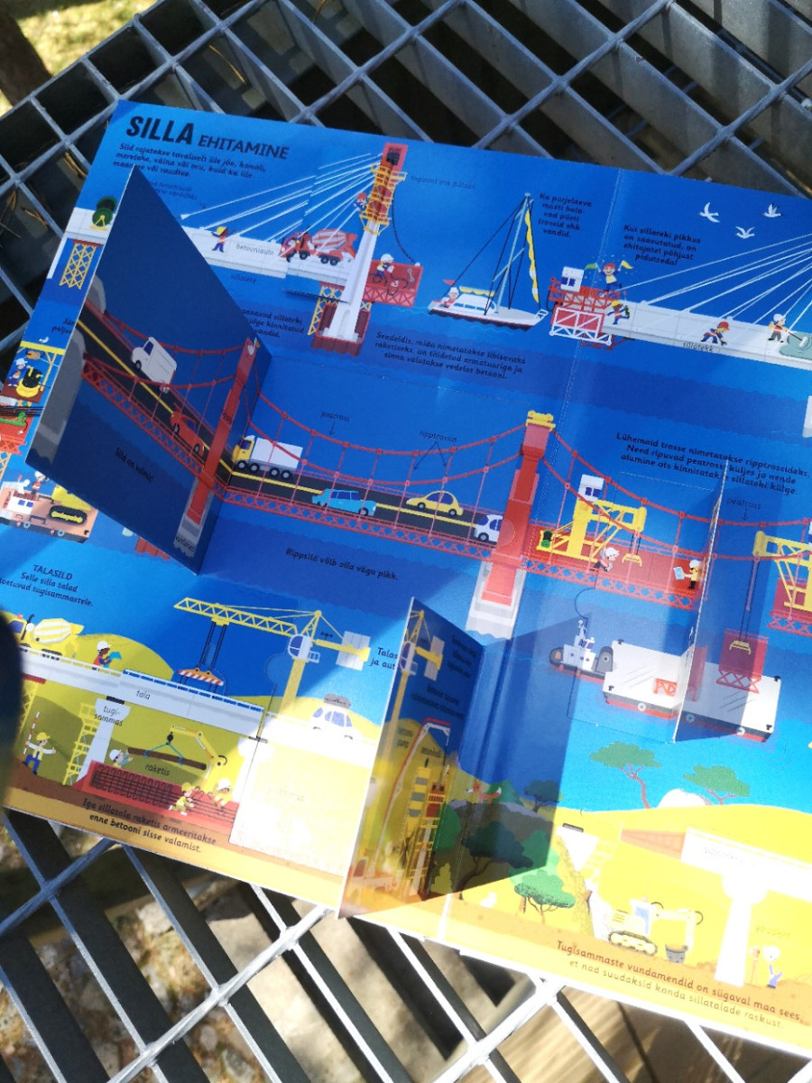 interaktiivne raamat kraanade ja tunnelite, maja ehituse kohta