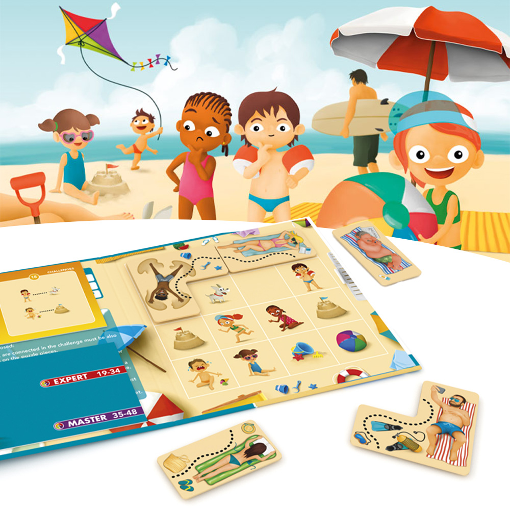 Kaasaskantav Magnetreisimäng „Rannapuhkus“ – loogikamäng, mis arendab probleemilahendust ja ruumilist mõtlemist.