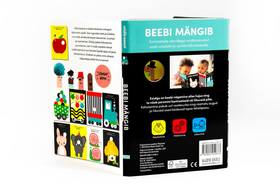 Beebide voldikraamat „Beebi Mängib“ – kontrastsed värvid ja liikuvad pildid väikelastele