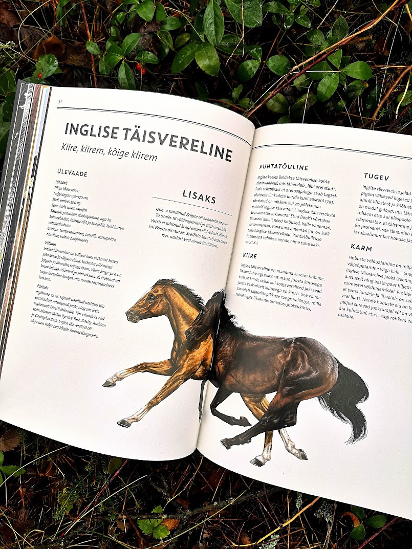 Raamat „Elutruud Loomad: Hobused“ – realistlikud fotod ja põnevad faktid hobusetõugude kohta.
