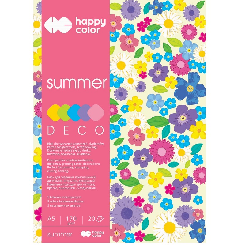 Suviste toonidega värviliste disainpaberite segupakk.