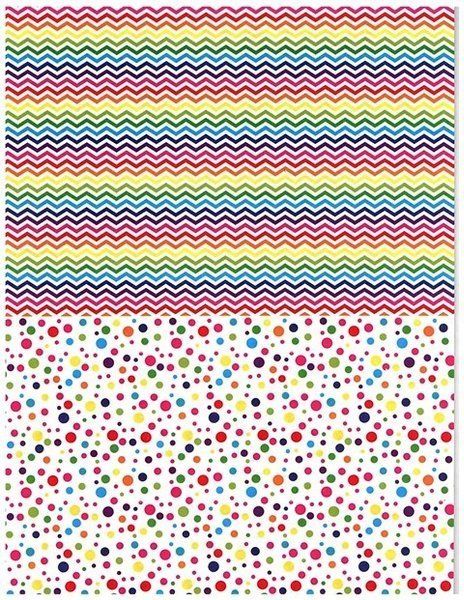 Disainpaberi segupakk „Värvid" - värvide ja vikerkaare teemalise mustriga.