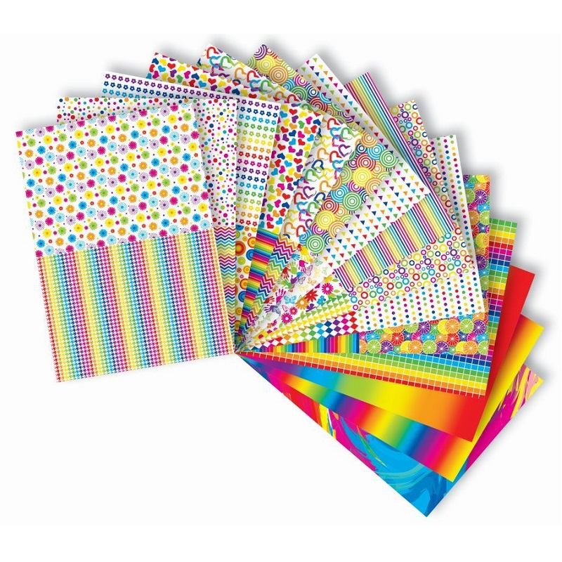 Disainpaberi segupakk „Värvid" - värvide ja vikerkaare teemalise mustriga.