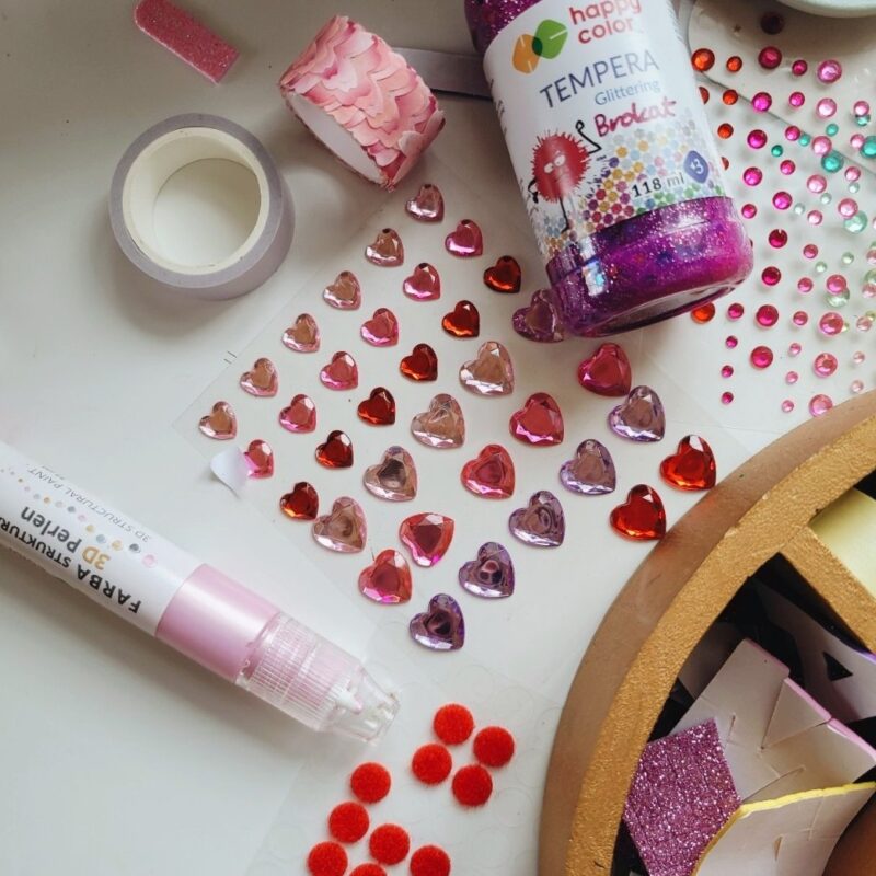 Ruumilised kristallkleepsud "Roosades toonides südamed", 38 tk