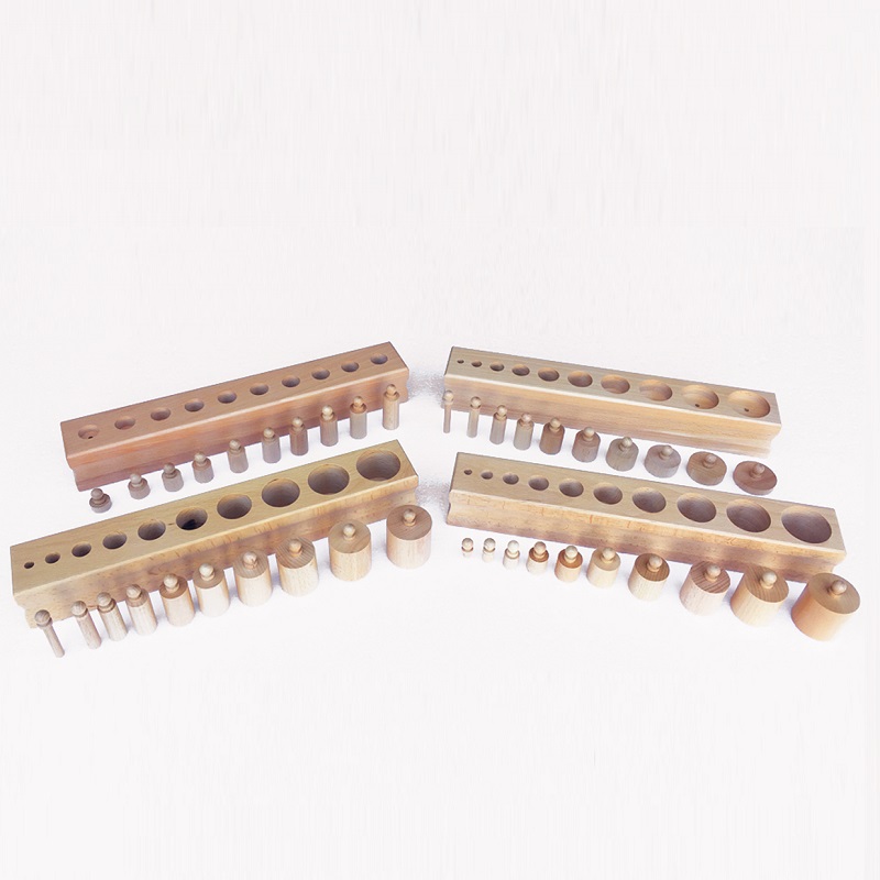 Montessori nupusilindrite komplekt – silindrite ja proportsioonide tundmaõppimiseks