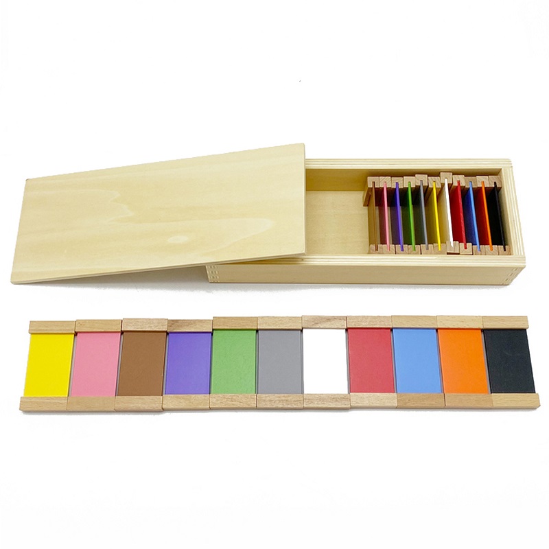 Montessori värvikarp 2 – sekundaarsete ja tertsiaarsete värvide õppimiseks ja eristamiseks.