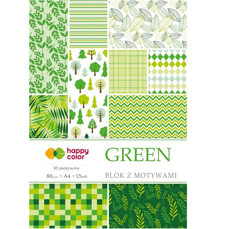 Roheliste mustritega disainpaberite segupakk.