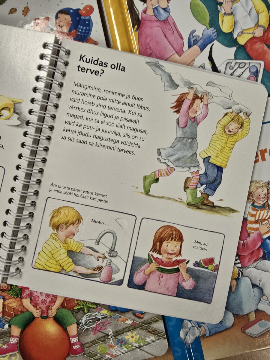 Klapiraamat "Aga miks? Varsti olen jälle terve" – hariv ja mänguline raamat tervise teemadel.