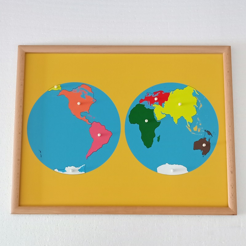 Puidust puslekaart maailmajaod – Montessori õppevahend lastele