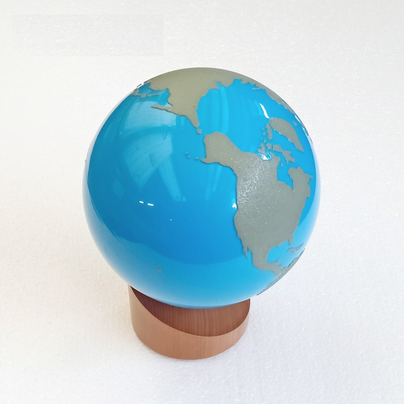 Montessori Liivapaberiga kaetud gloobus - maa ja vesi geograafia arendamiseks
