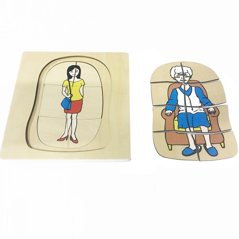 Montessori kihiline puidust pusle “Naise eluring” – 5 kihiga hariv pusle