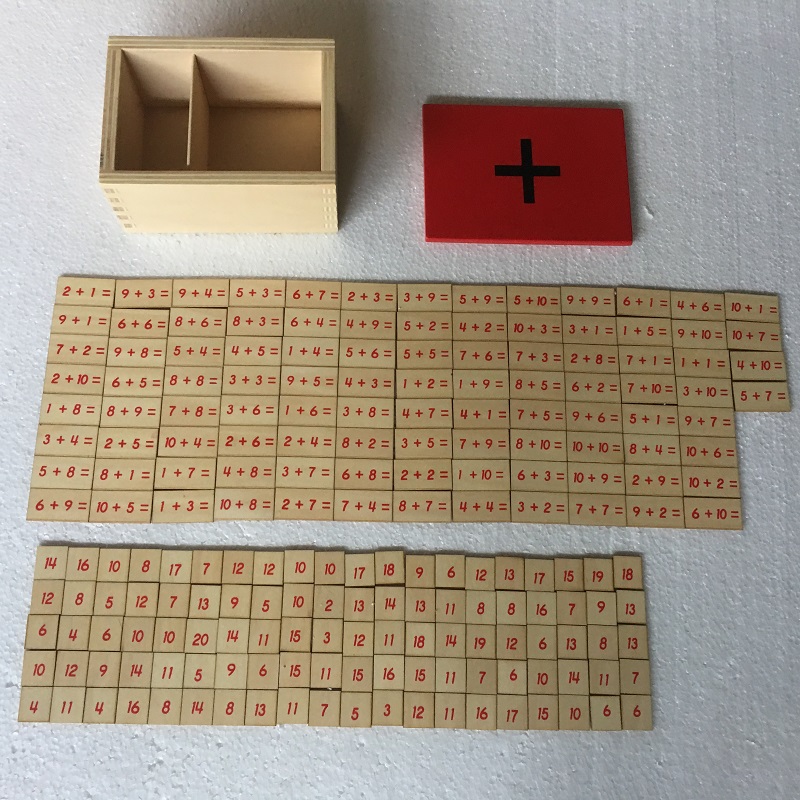 Liitmistehted ja vastused puidust karbis – Montessori õppevahend