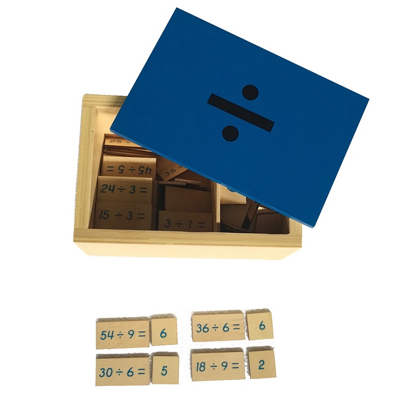 Jagamistehted ja vastused puidust karbis – Montessori õppevahend