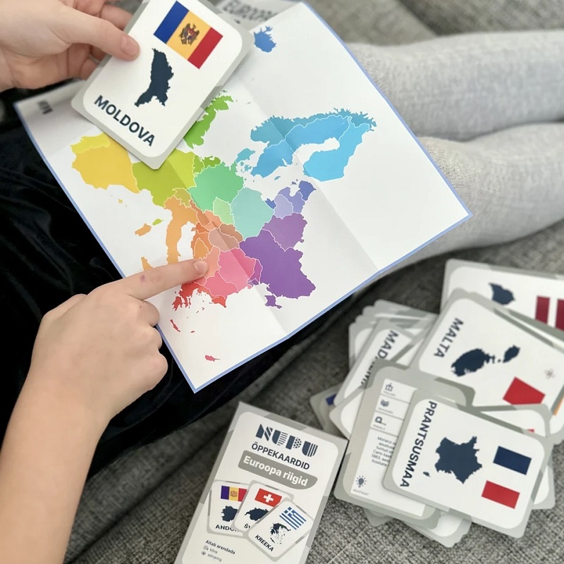 Õppekaardid Euroopa riikide ja lippude tundmaõppimiseks – geograafiamäng lastele.