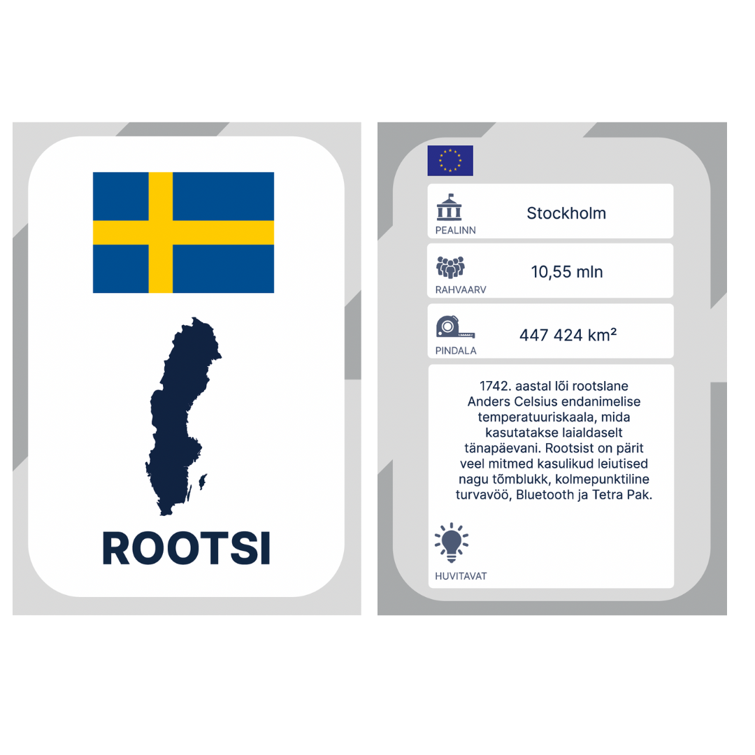 Õppekaardid Euroopa riikide ja lippude tundmaõppimiseks – geograafiamäng lastele.