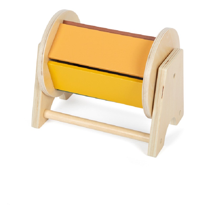 Montessori puidust pöörlev trummel värviliste külgedega