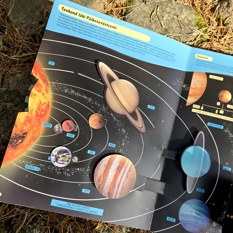 Raamat „Kosmos“ – 3D ja klappidega pappraamat lastele