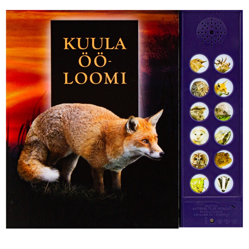 Realistlike helide ja fotodega raamat öistest loomadest Heliraamat "Kes seal öösel häält teeb?" – 12 ehtsat loomaheli